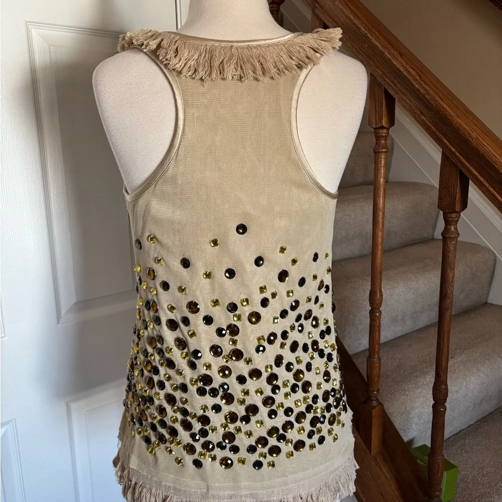 Tory Burch Enid Shell silk and gemstones top